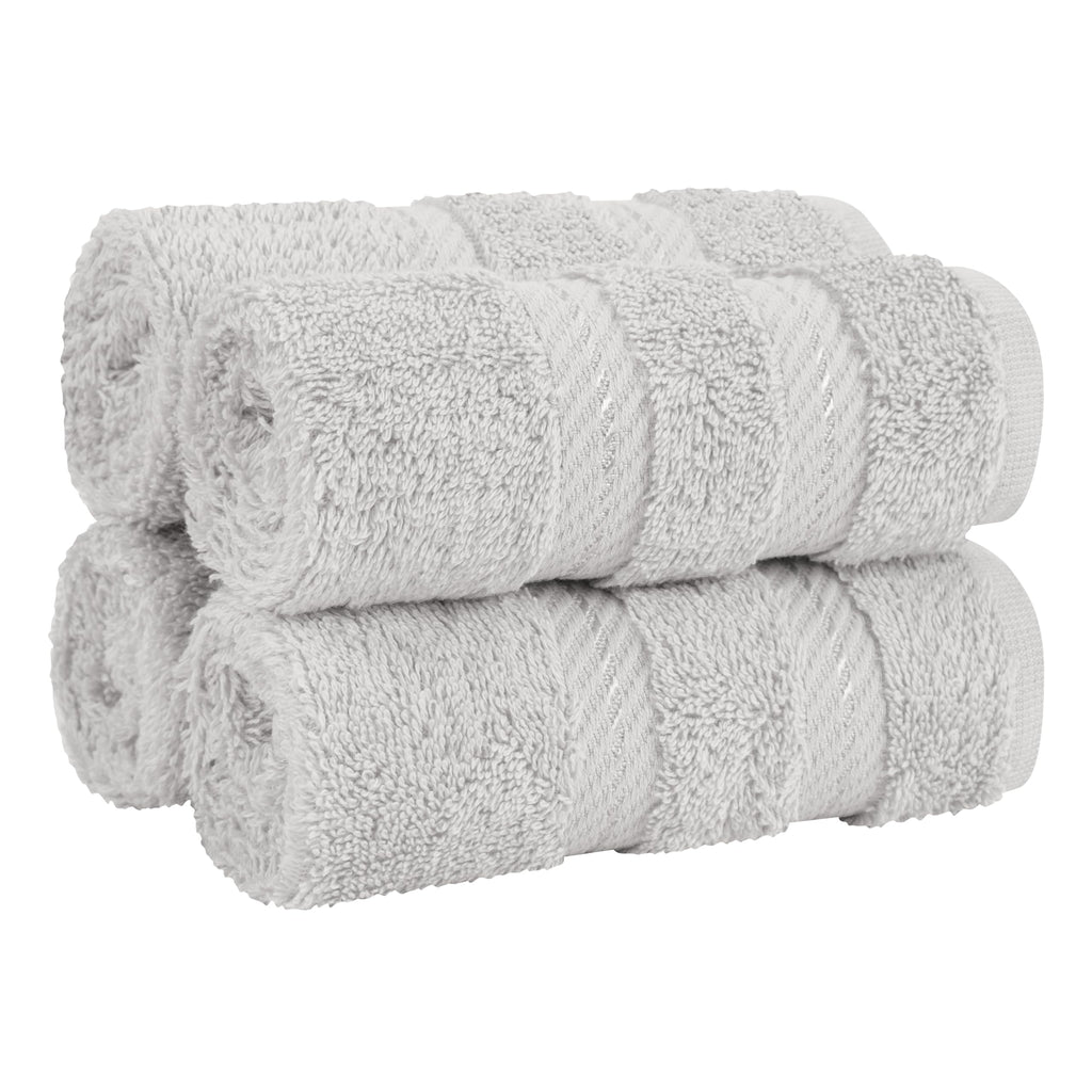 American Soft Linen Luxury Hand Towels for Bathroom, 100% Cotton Turkish 4 Piece Hand Towel Set, 600 GSM Hand Face Towels for Kitchen, White Hand Towels