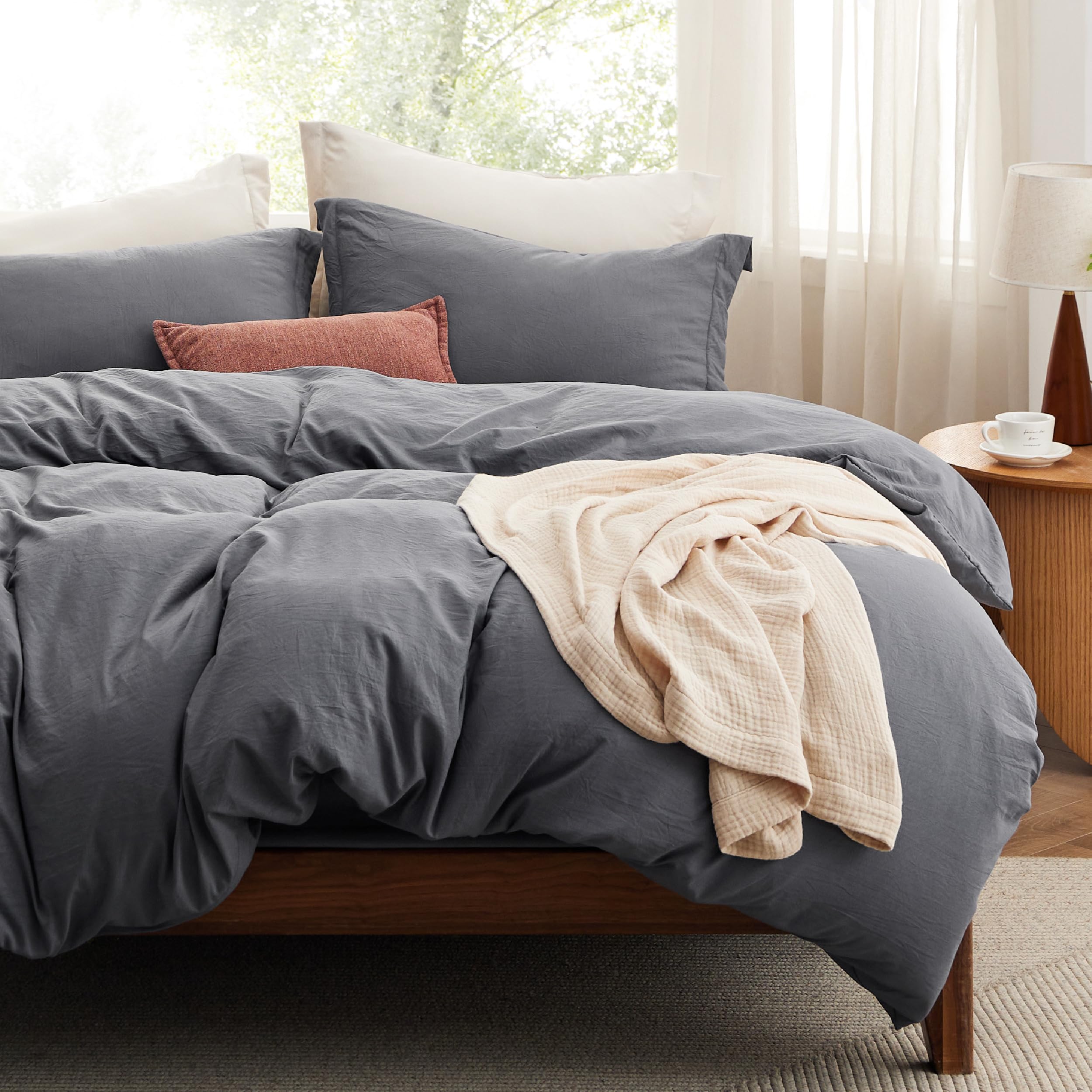 Bedsure White Duvet Cover King Size - 3 Pieces Prewashed Cotton-Like Polyester Extra Soft Bedding Set, Includes 1 Duvet Cover 104x90 Inches with Zipper Closure & 2 Pillow Shams, Comforter Not Included