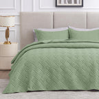 3 Piece Blue Queen Size Coin Pattern Lightweight All Season Quilt Bedspread Set with 2 Pillow Shams