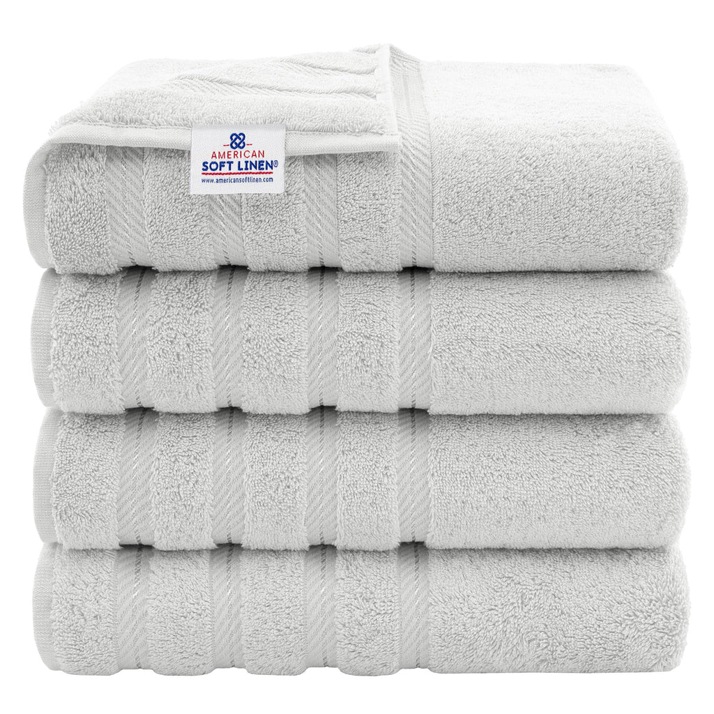 American Soft Linen Luxury Hand Towels for Bathroom, 100% Cotton Turkish 4 Piece Hand Towel Set, 600 GSM Hand Face Towels for Kitchen, White Hand Towels