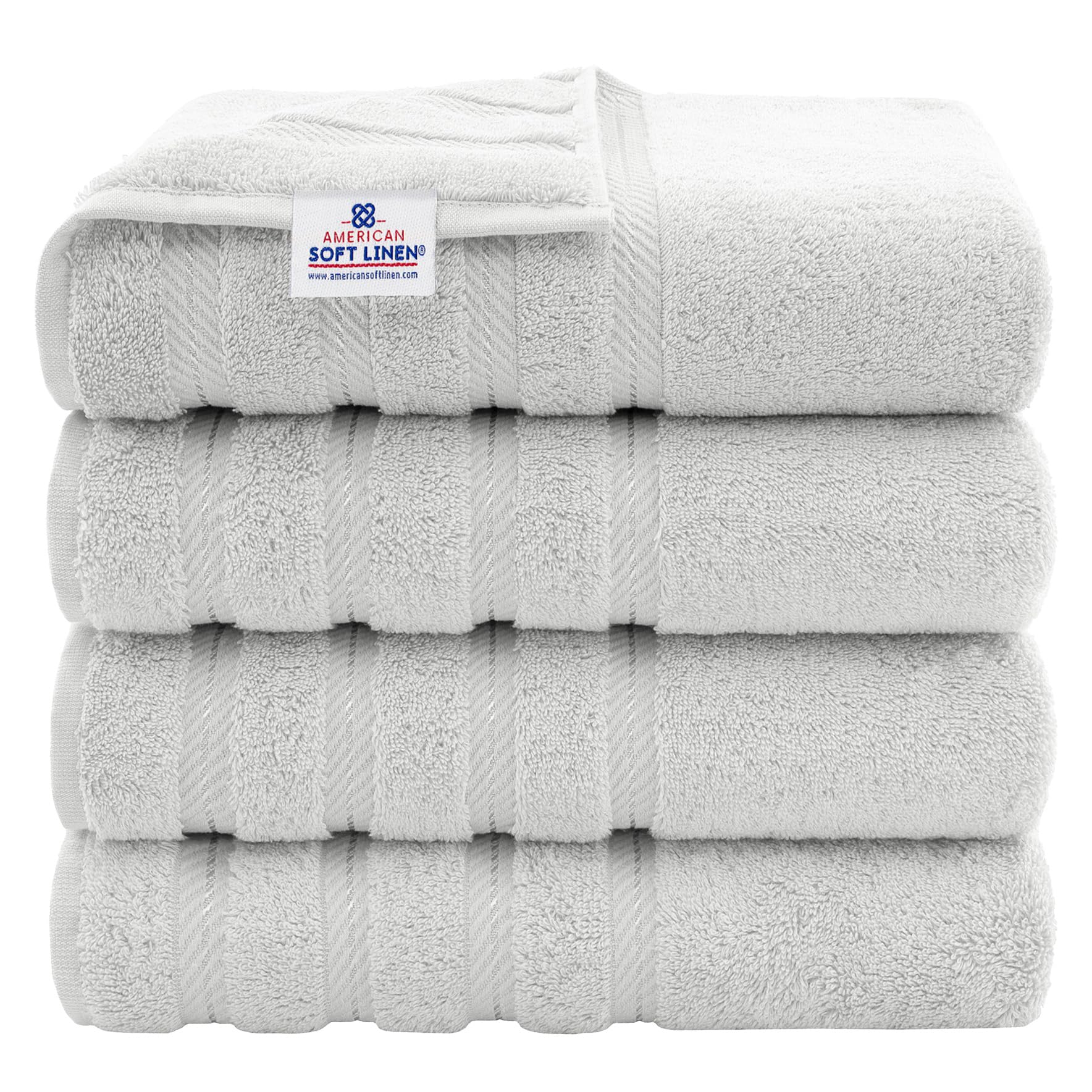 American Soft Linen Luxury Hand Towels for Bathroom, 100% Cotton Turkish 4 Piece Hand Towel Set, 600 GSM Hand Face Towels for Kitchen, White Hand Towels