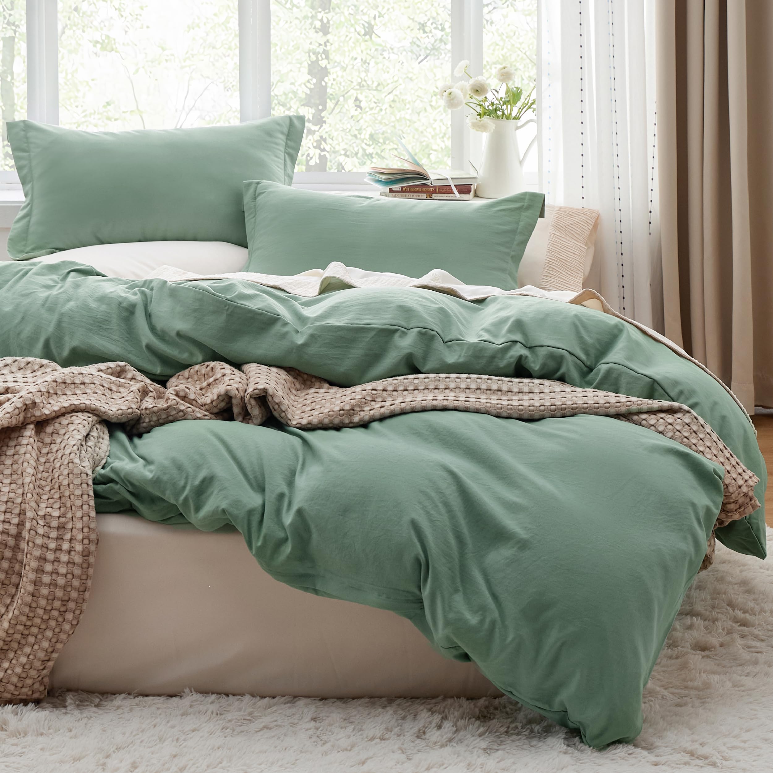 Bedsure White Duvet Cover King Size - 3 Pieces Prewashed Cotton-Like Polyester Extra Soft Bedding Set, Includes 1 Duvet Cover 104x90 Inches with Zipper Closure & 2 Pillow Shams, Comforter Not Included