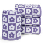 Jacquotha Cotton Hand Towels Green Checkered Floral - Quick Drying Hand Towel Set of 4, for Bathroom Kitchen Decor, 29” x 13”
