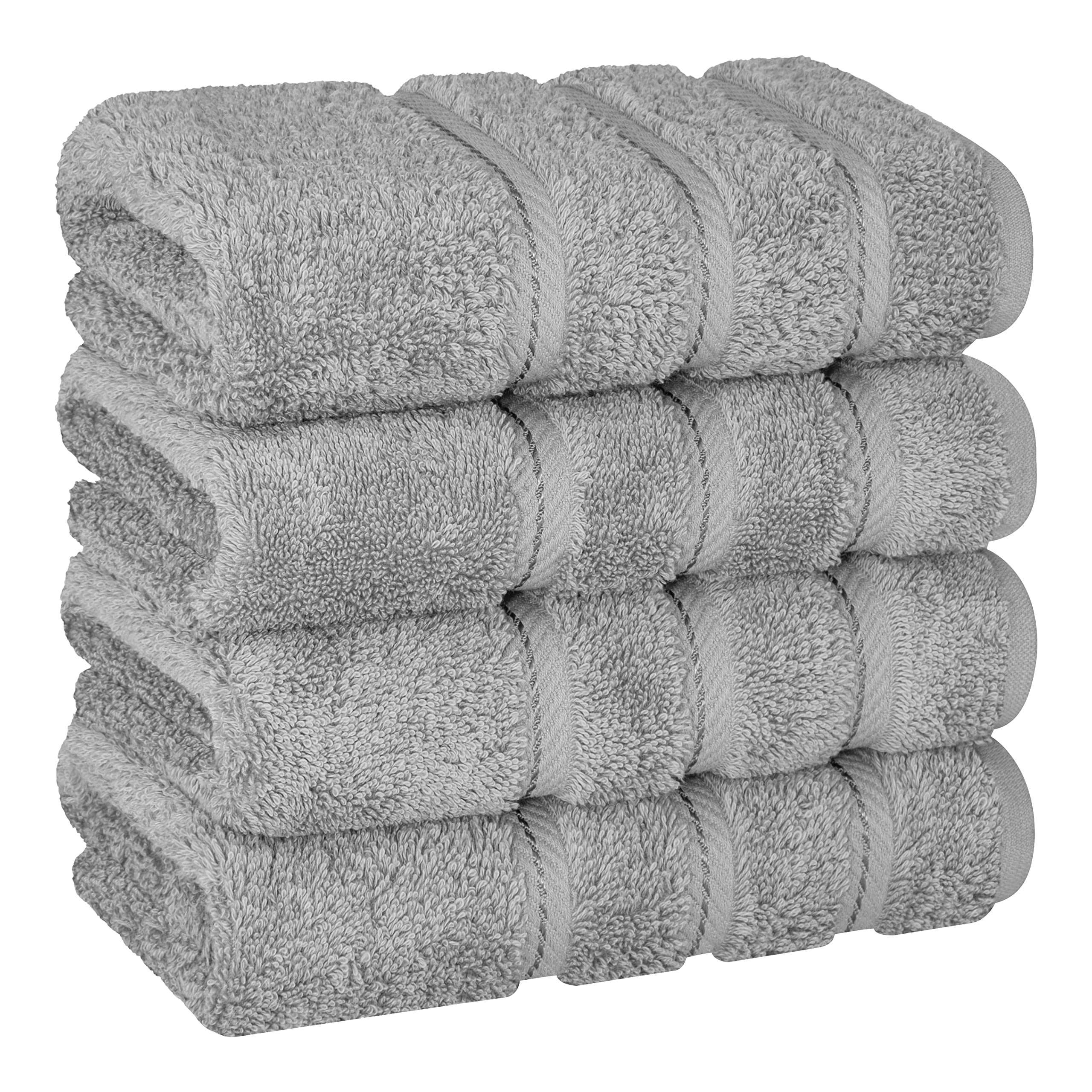 American Soft Linen Luxury Hand Towels for Bathroom, 100% Cotton Turkish 4 Piece Hand Towel Set, 600 GSM Hand Face Towels for Kitchen, White Hand Towels