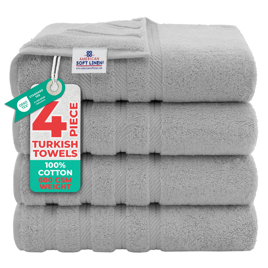 American Soft Linen Luxury Hand Towels for Bathroom, 100% Cotton Turkish 4 Piece Hand Towel Set, 600 GSM Hand Face Towels for Kitchen, White Hand Towels