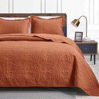 3 Piece Blue Queen Size Coin Pattern Lightweight All Season Quilt Bedspread Set with 2 Pillow Shams