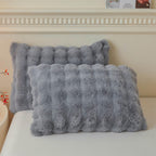 LIFEREVO 2 Pack Fluffy Faux Rabbit Fur Pillow Cases, Luxury Soft Plush Shaggy Bubble Pillowcases Standard Size with Zipper Closure, Furry Fuzzy Ivory Long Pillow Shams Bedroom Living Room 20x26, Beige