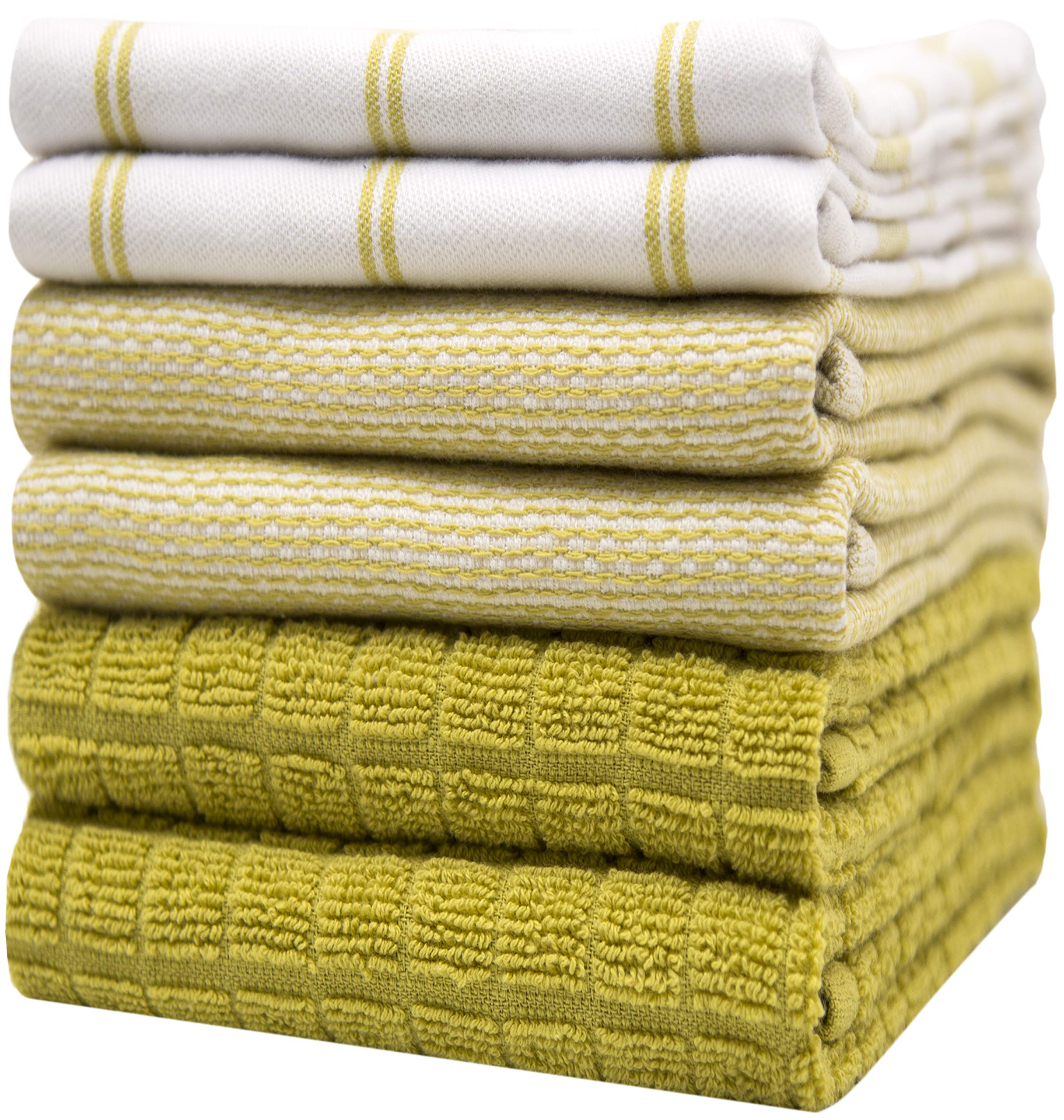 Premium Kitchen Towels (20”x 28”, 6 Pack) | Large Cotton Dish Towels | Flat & Terry Highly Absorbent Kitchen Linen Set with Hanging Loop | Gray