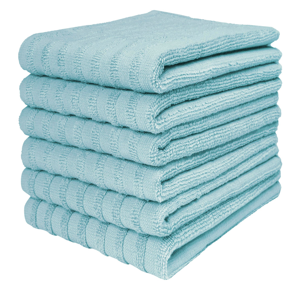 Premium Kitchen Towels (20”x 28”, 6 Pack) | Large Cotton Dish Towels | Flat & Terry Highly Absorbent Kitchen Linen Set with Hanging Loop | Gray