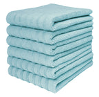 Premium Kitchen Towels (20”x 28”, 6 Pack) | Large Cotton Dish Towels | Flat & Terry Highly Absorbent Kitchen Linen Set with Hanging Loop | Gray