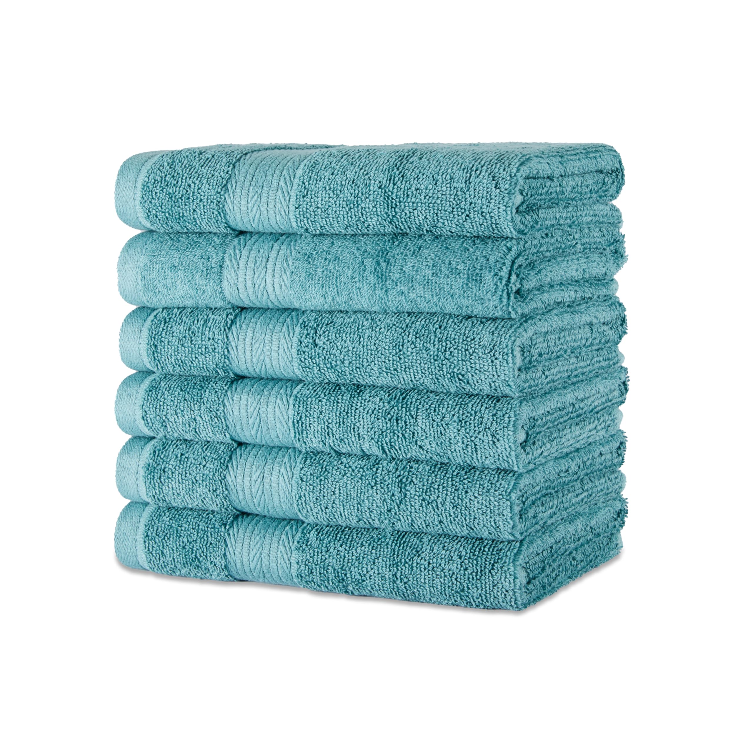Amazon Basics 6-Piece Highly Absorbent Fade-Resistant Towel Set, 100% Cotton Towels for Bathroom, Soft, 2 Bath Towels, 2 Hand Towels, 2 Washcloths, Black