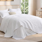 3 Piece Blue Queen Size Coin Pattern Lightweight All Season Quilt Bedspread Set with 2 Pillow Shams