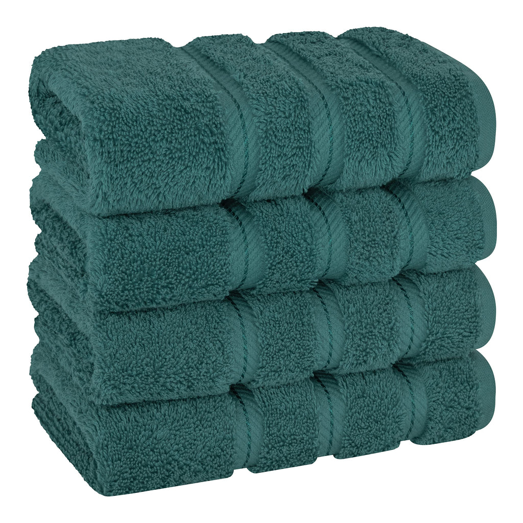 American Soft Linen Luxury Hand Towels for Bathroom, 100% Cotton Turkish 4 Piece Hand Towel Set, 600 GSM Hand Face Towels for Kitchen, White Hand Towels