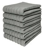 Premium Kitchen Towels (20”x 28”, 6 Pack) | Large Cotton Dish Towels | Flat & Terry Highly Absorbent Kitchen Linen Set with Hanging Loop | Gray