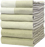Premium Kitchen Towels (20”x 28”, 6 Pack) | Large Cotton Dish Towels | Flat & Terry Highly Absorbent Kitchen Linen Set with Hanging Loop | Gray