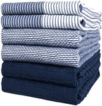 Premium Kitchen Towels (20”x 28”, 6 Pack) | Large Cotton Dish Towels | Flat & Terry Highly Absorbent Kitchen Linen Set with Hanging Loop | Gray