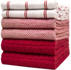 Premium Kitchen Towels (20”x 28”, 6 Pack) | Large Cotton Dish Towels | Flat & Terry Highly Absorbent Kitchen Linen Set with Hanging Loop | Gray