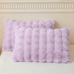 LIFEREVO 2 Pack Fluffy Faux Rabbit Fur Pillow Cases, Luxury Soft Plush Shaggy Bubble Pillowcases Standard Size with Zipper Closure, Furry Fuzzy Ivory Long Pillow Shams Bedroom Living Room 20x26, Beige