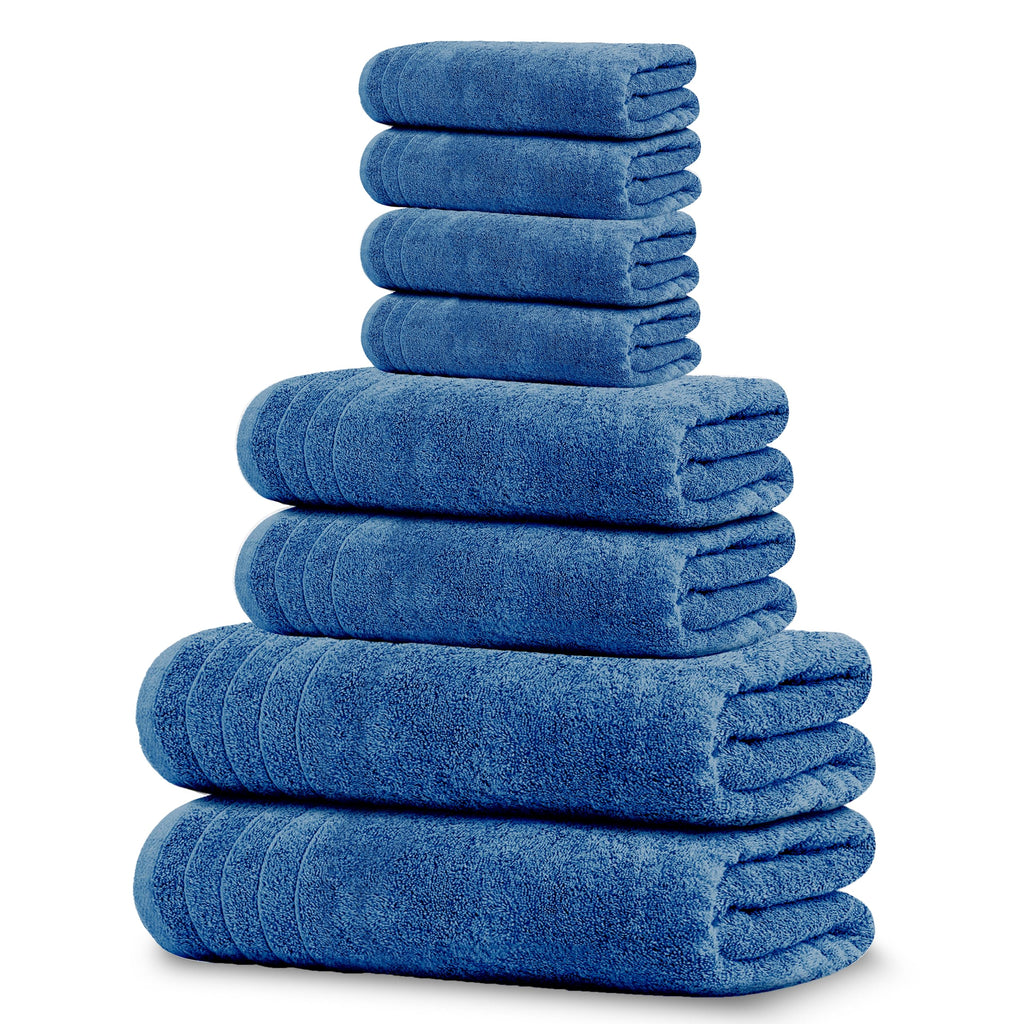 Tens Towels Pack of 8 Towels Set, 2 Extra Large Bath, 2 Hand, 4 Washcloths, 100% Cotton, Lighter Weight, Quicker to Dry, Super Absorbent, Perfect for Bathroom, Dark Grey