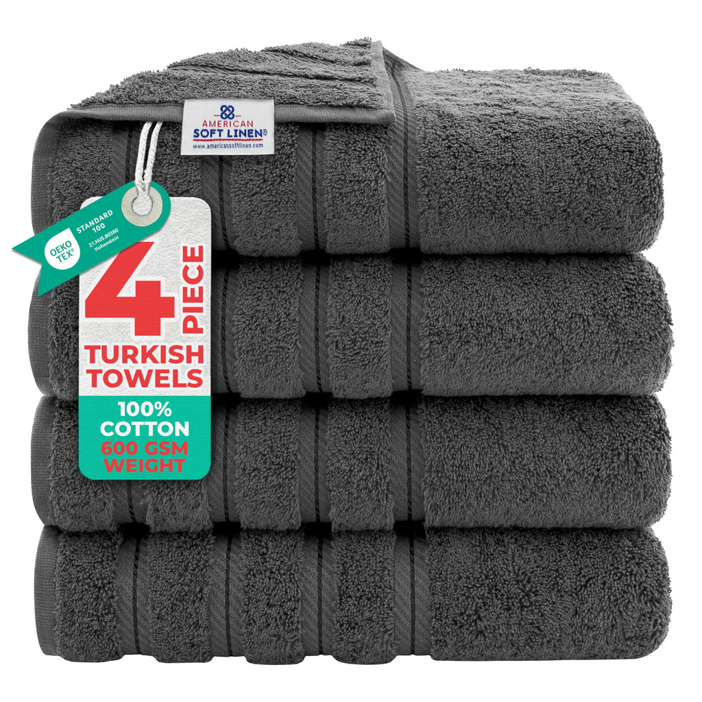 American Soft Linen Luxury Hand Towels for Bathroom, 100% Cotton Turkish 4 Piece Hand Towel Set, 600 GSM Hand Face Towels for Kitchen, White Hand Towels