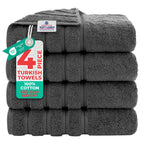 American Soft Linen Luxury Hand Towels for Bathroom, 100% Cotton Turkish 4 Piece Hand Towel Set, 600 GSM Hand Face Towels for Kitchen, White Hand Towels
