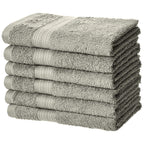 Amazon Basics 6-Piece Highly Absorbent Fade-Resistant Towel Set, 100% Cotton Towels for Bathroom, Soft, 2 Bath Towels, 2 Hand Towels, 2 Washcloths, Black