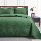 3 Piece Blue Queen Size Coin Pattern Lightweight All Season Quilt Bedspread Set with 2 Pillow Shams