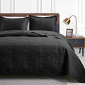 3 Piece Blue Queen Size Coin Pattern Lightweight All Season Quilt Bedspread Set with 2 Pillow Shams