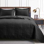 3 Piece Blue Queen Size Coin Pattern Lightweight All Season Quilt Bedspread Set with 2 Pillow Shams