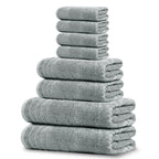 Tens Towels Pack of 8 Towels Set, 2 Extra Large Bath, 2 Hand, 4 Washcloths, 100% Cotton, Lighter Weight, Quicker to Dry, Super Absorbent, Perfect for Bathroom, Dark Grey