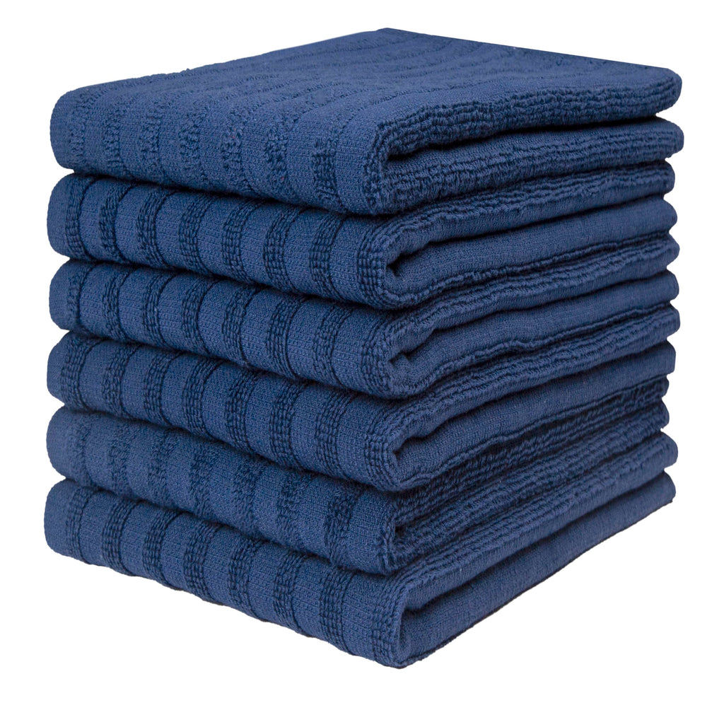 Premium Kitchen Towels (20”x 28”, 6 Pack) | Large Cotton Dish Towels | Flat & Terry Highly Absorbent Kitchen Linen Set with Hanging Loop | Gray