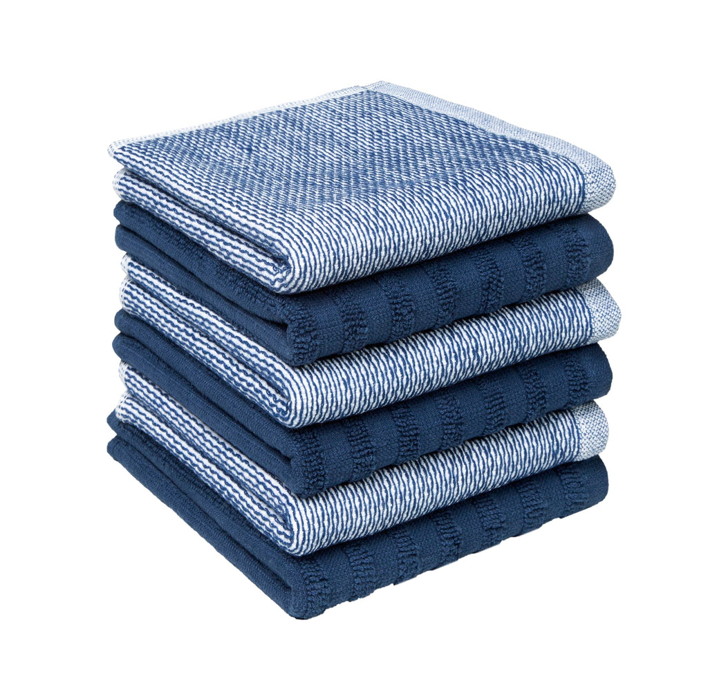 Premium Kitchen Towels (20”x 28”, 6 Pack) | Large Cotton Dish Towels | Flat & Terry Highly Absorbent Kitchen Linen Set with Hanging Loop | Gray