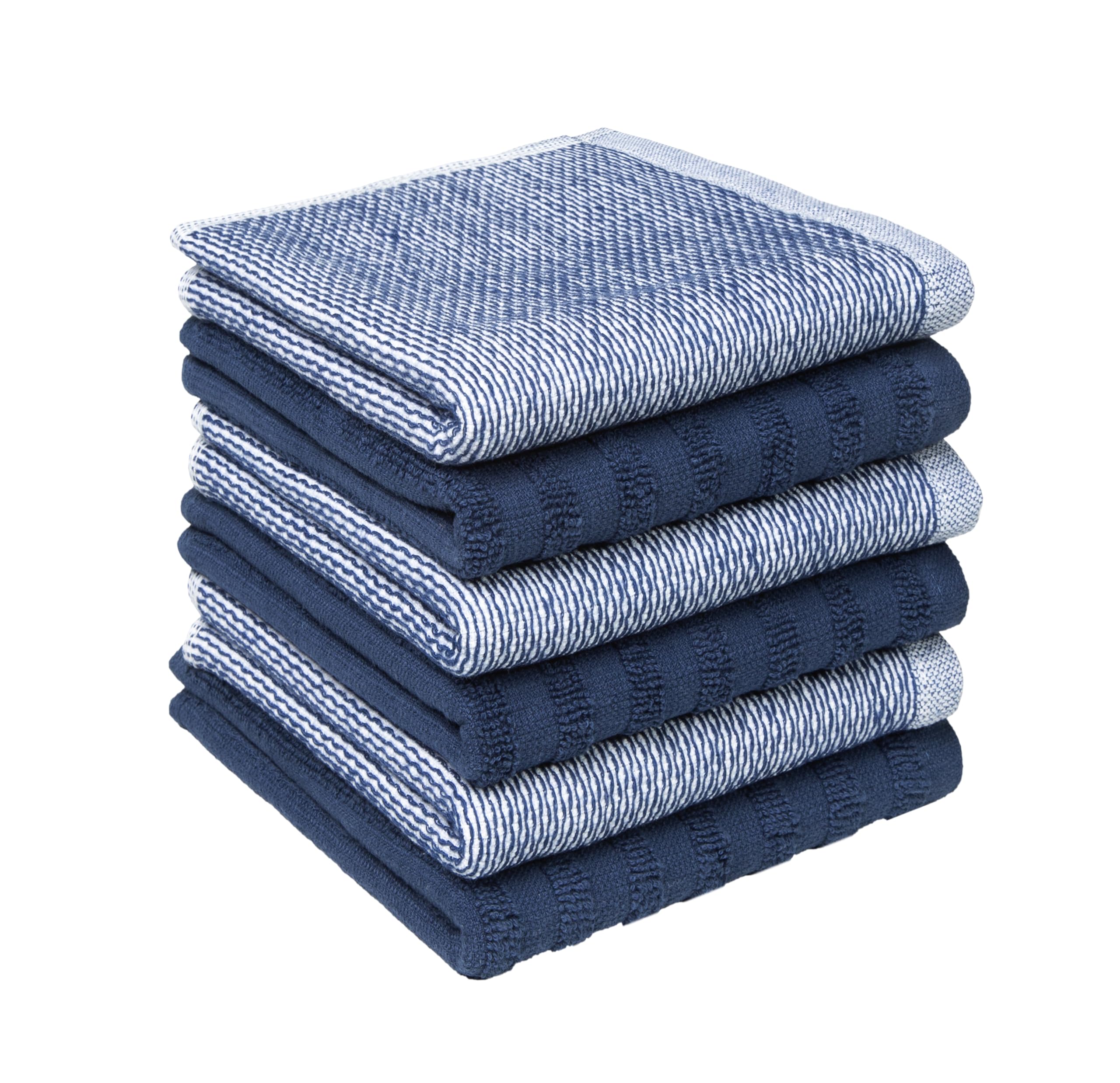 Premium Kitchen Towels (20”x 28”, 6 Pack) | Large Cotton Dish Towels | Flat & Terry Highly Absorbent Kitchen Linen Set with Hanging Loop | Gray