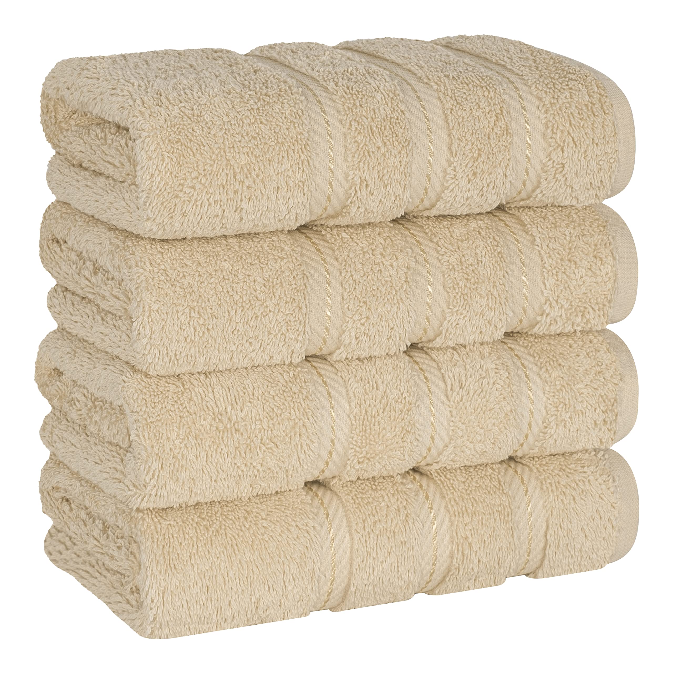 American Soft Linen Luxury Hand Towels for Bathroom, 100% Cotton Turkish 4 Piece Hand Towel Set, 600 GSM Hand Face Towels for Kitchen, White Hand Towels