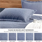 3 Piece Blue Queen Size Coin Pattern Lightweight All Season Quilt Bedspread Set with 2 Pillow Shams