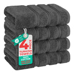 American Soft Linen Luxury Hand Towels for Bathroom, 100% Cotton Turkish 4 Piece Hand Towel Set, 600 GSM Hand Face Towels for Kitchen, White Hand Towels