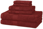 Amazon Basics 6-Piece Highly Absorbent Fade-Resistant Towel Set, 100% Cotton Towels for Bathroom, Soft, 2 Bath Towels, 2 Hand Towels, 2 Washcloths, Black