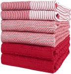 Premium Kitchen Towels (20”x 28”, 6 Pack) | Large Cotton Dish Towels | Flat & Terry Highly Absorbent Kitchen Linen Set with Hanging Loop | Gray