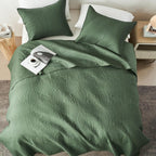 akkialla Queen Quilt Bedding Set,Olive Green Ultrasonic Full/Queen Quilt Set,Lightweight Soft Bedspread Coverlet,Modern Style Coin Pattern Bed Cover for All Seasons,3 Piece(1 Quilt,2 Pillow Shams)