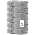 White Classic Luxury Dark Gray Hand Towels - Soft 100% Turkish Cotton | Highly Absorbent Hotel spa Bathroom Towel Collection | 16x30 Inch | Set of 6