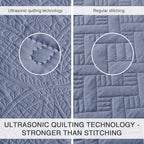 3 Piece Blue Queen Size Coin Pattern Lightweight All Season Quilt Bedspread Set with 2 Pillow Shams