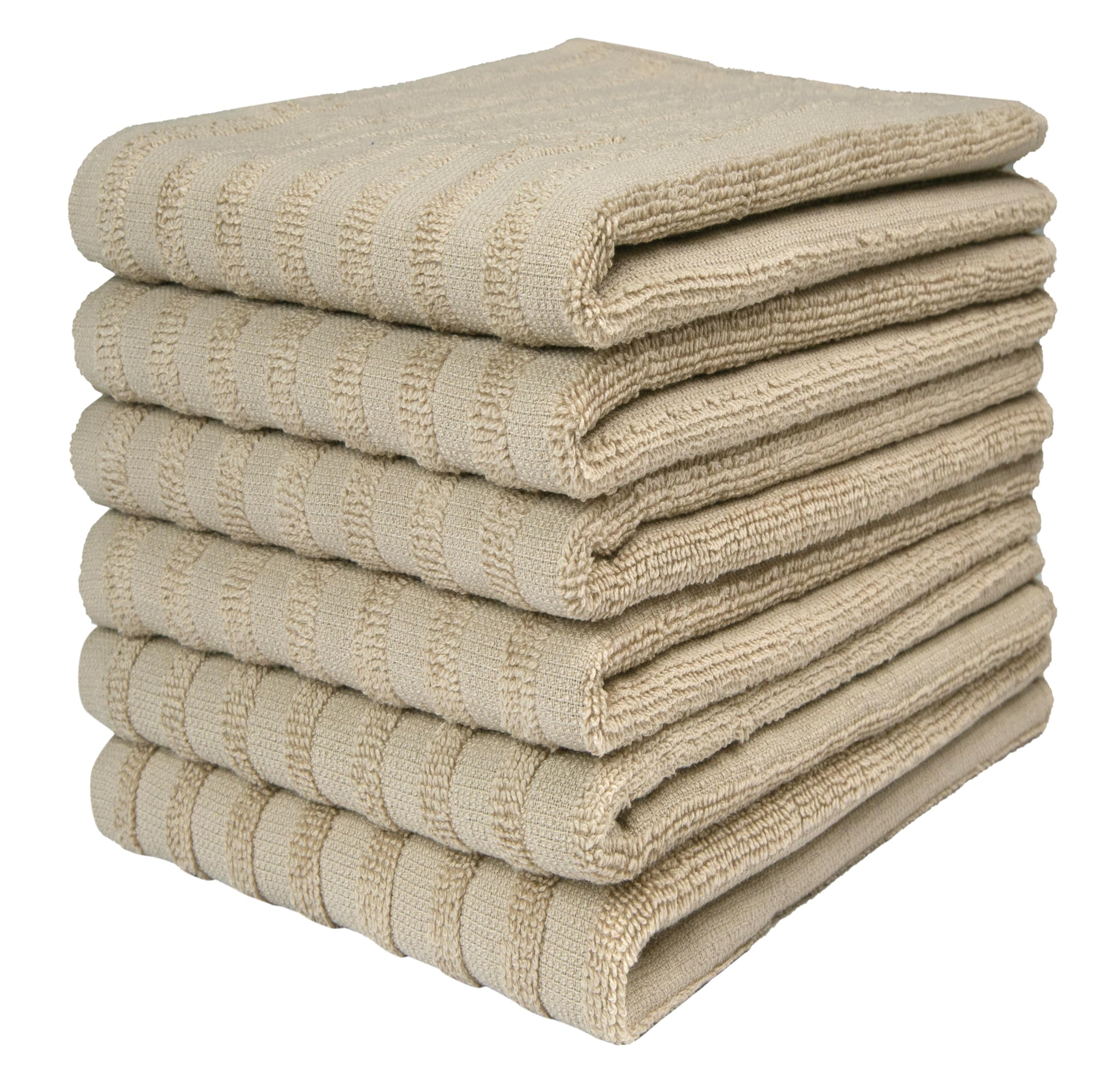 Premium Kitchen Towels (20”x 28”, 6 Pack) | Large Cotton Dish Towels | Flat & Terry Highly Absorbent Kitchen Linen Set with Hanging Loop | Gray