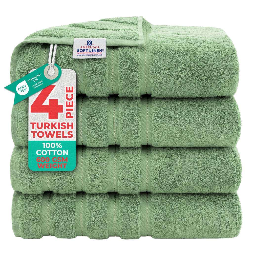 American Soft Linen Luxury Hand Towels for Bathroom, 100% Cotton Turkish 4 Piece Hand Towel Set, 600 GSM Hand Face Towels for Kitchen, White Hand Towels