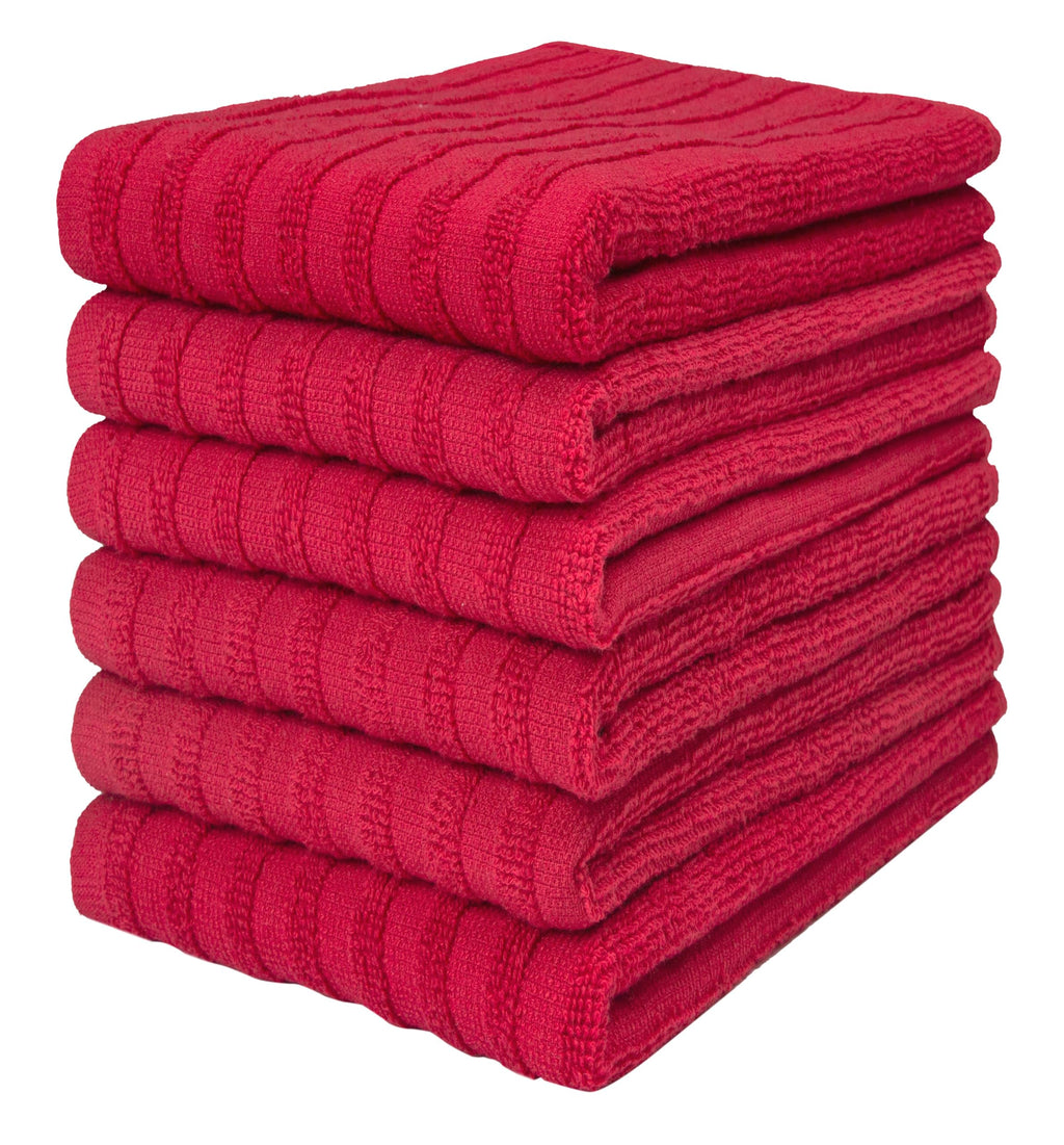 Premium Kitchen Towels (20”x 28”, 6 Pack) | Large Cotton Dish Towels | Flat & Terry Highly Absorbent Kitchen Linen Set with Hanging Loop | Gray