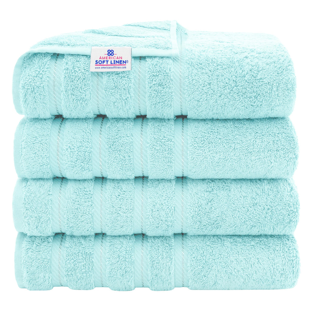 American Soft Linen Luxury Hand Towels for Bathroom, 100% Cotton Turkish 4 Piece Hand Towel Set, 600 GSM Hand Face Towels for Kitchen, White Hand Towels