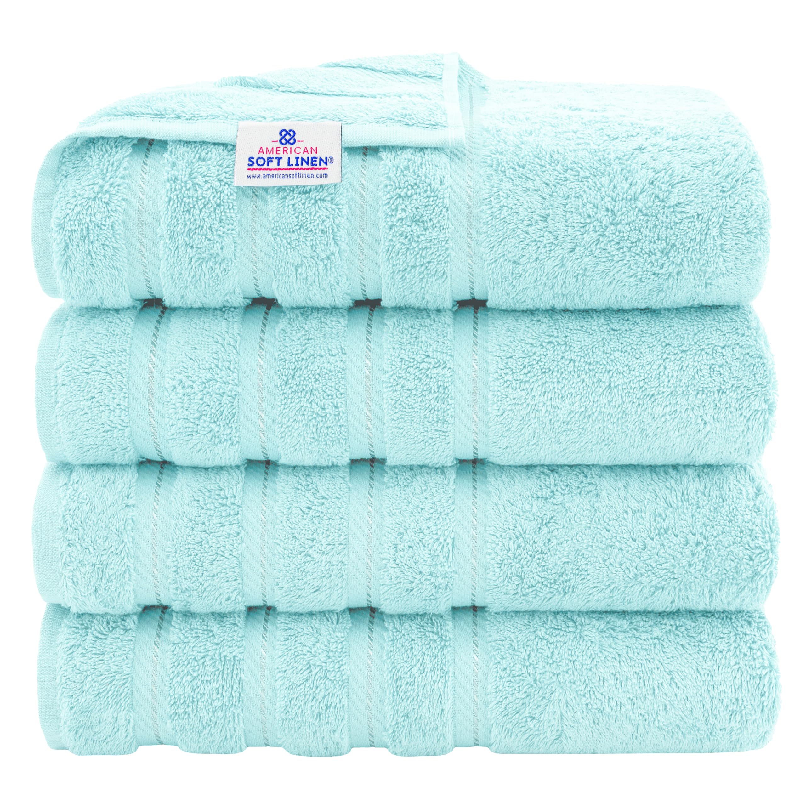 American Soft Linen Luxury Hand Towels for Bathroom, 100% Cotton Turkish 4 Piece Hand Towel Set, 600 GSM Hand Face Towels for Kitchen, White Hand Towels