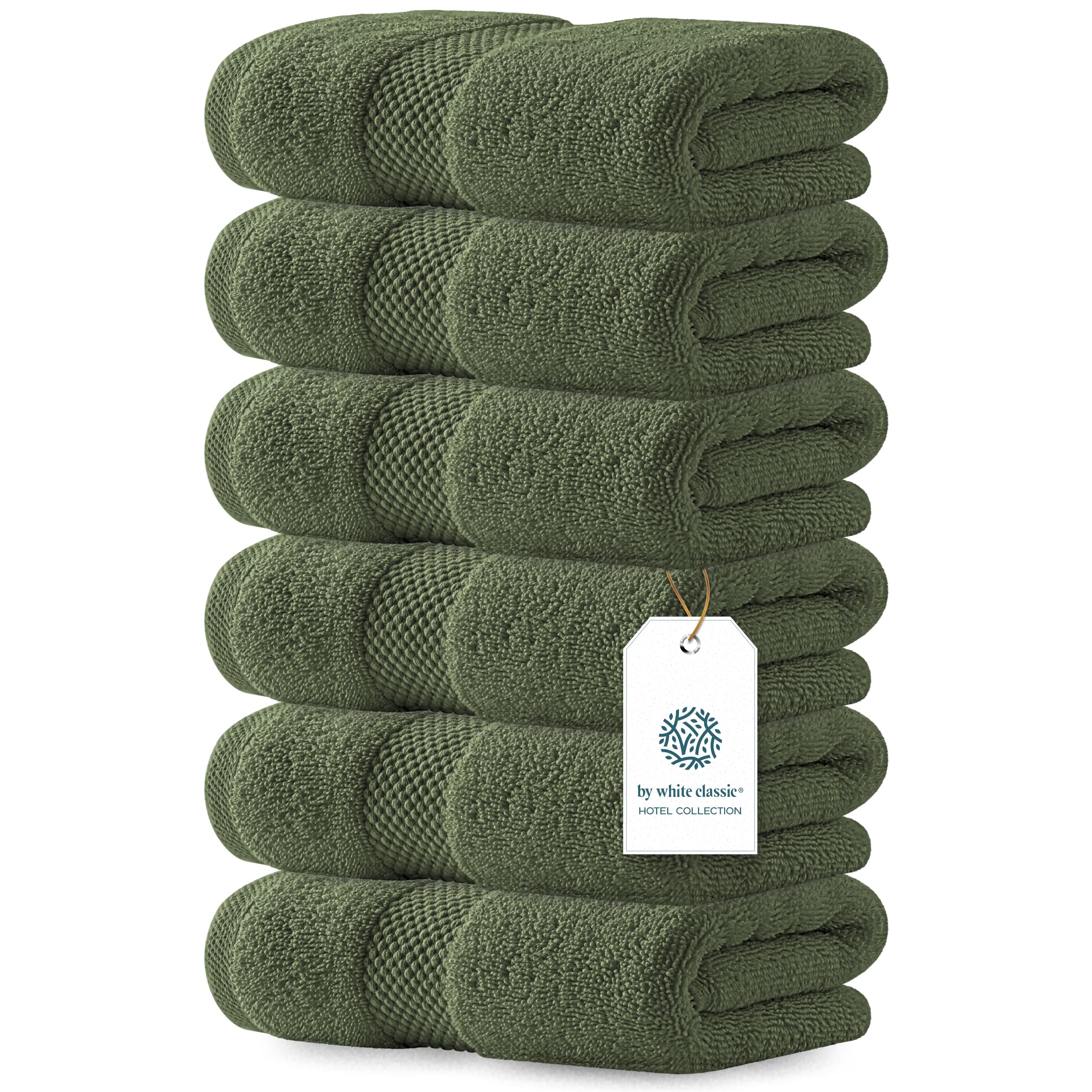 White Classic Luxury Dark Gray Hand Towels - Soft 100% Turkish Cotton | Highly Absorbent Hotel spa Bathroom Towel Collection | 16x30 Inch | Set of 6