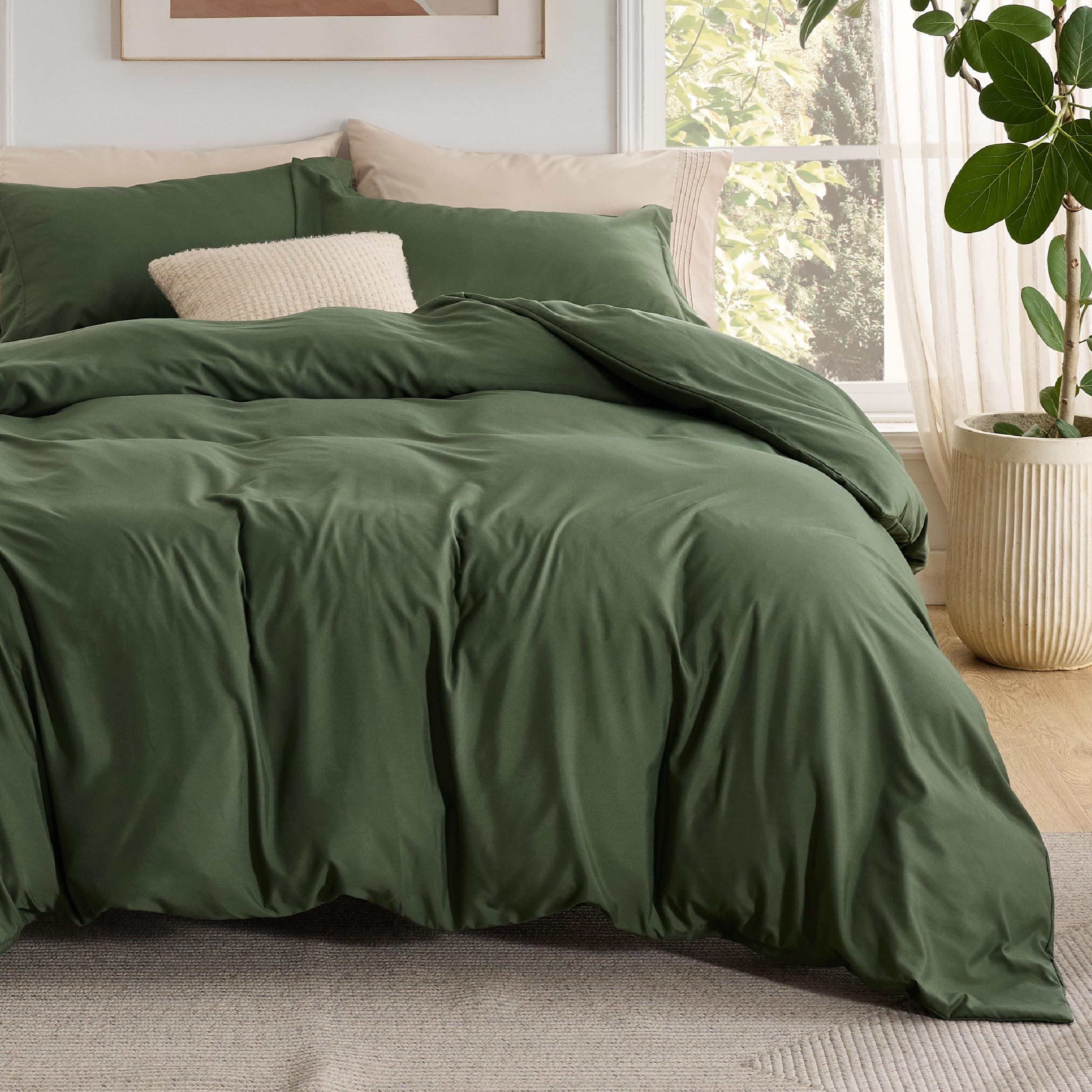 Bedsure White Duvet Cover Queen Size - Soft Double Brushed Bedding Set for Kids & Adults, Zipper Closure, 3 Pieces, Includes 1 Duvet Cover (90"x90") & 2 Pillow Shams, NO Comforter