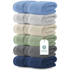 Luxury White Hand Towels - Soft 100% Turkish Cotton | Highly Absorbent Hotel spa Bathroom Towel Collection | 16x30 Inch | Set of 6