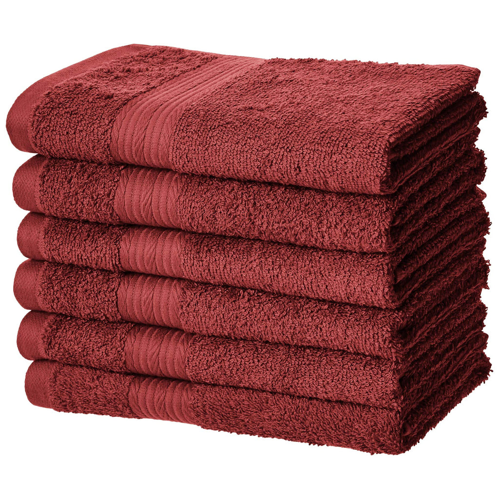 Amazon Basics 6-Piece Highly Absorbent Fade-Resistant Towel Set, 100% Cotton Towels for Bathroom, Soft, 2 Bath Towels, 2 Hand Towels, 2 Washcloths, Black